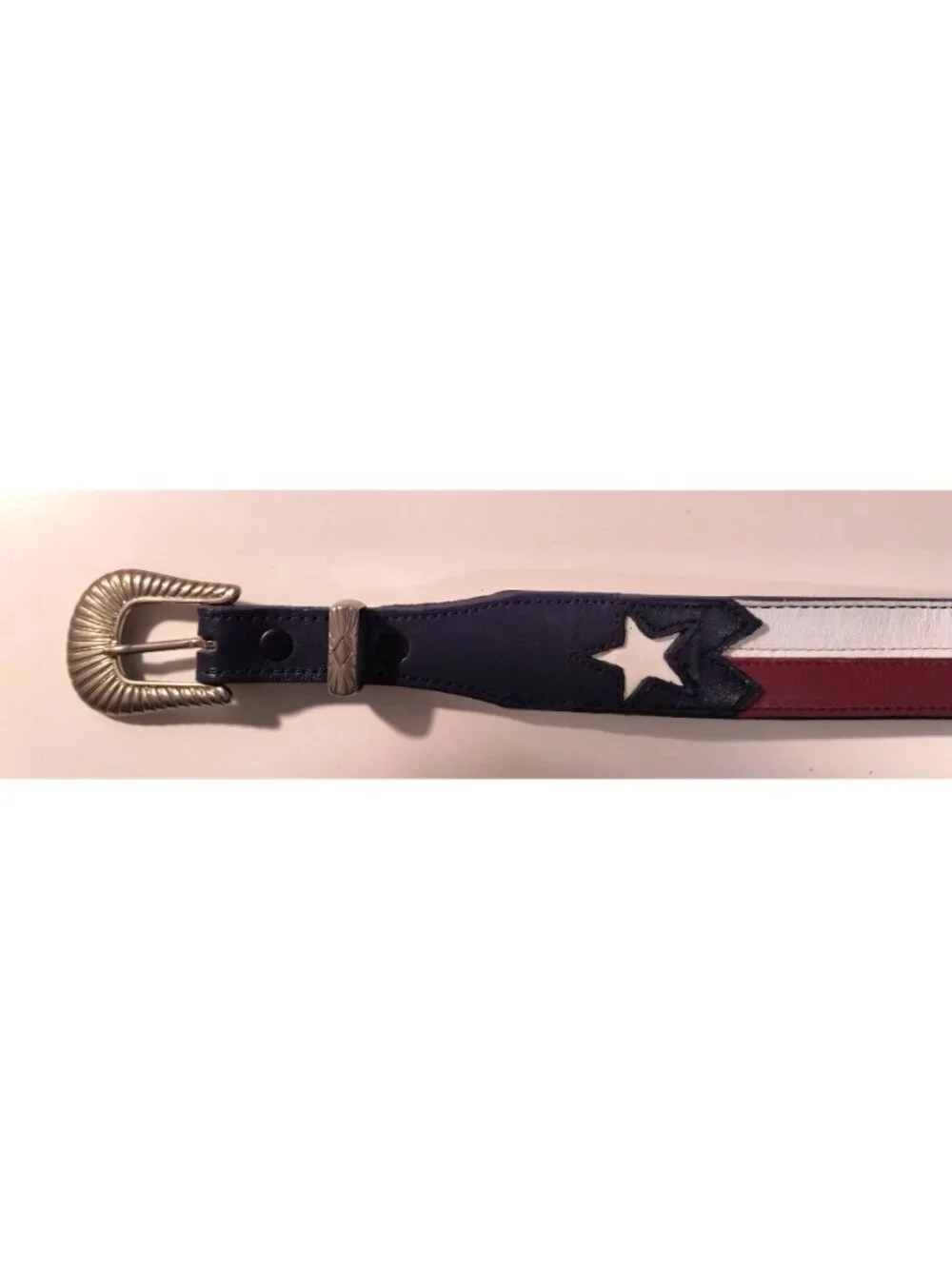 Nocona Leather Belt Texas Flag Design With Star Motif
